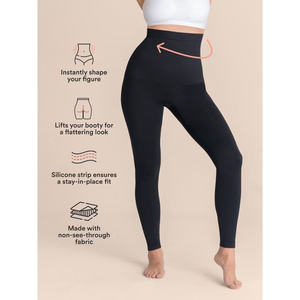 Shapermint Empetua Womens XXL High Waisted Shaping Leggings in Black $60 2102‎